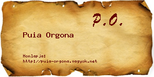 Puia Orgona névjegykártya